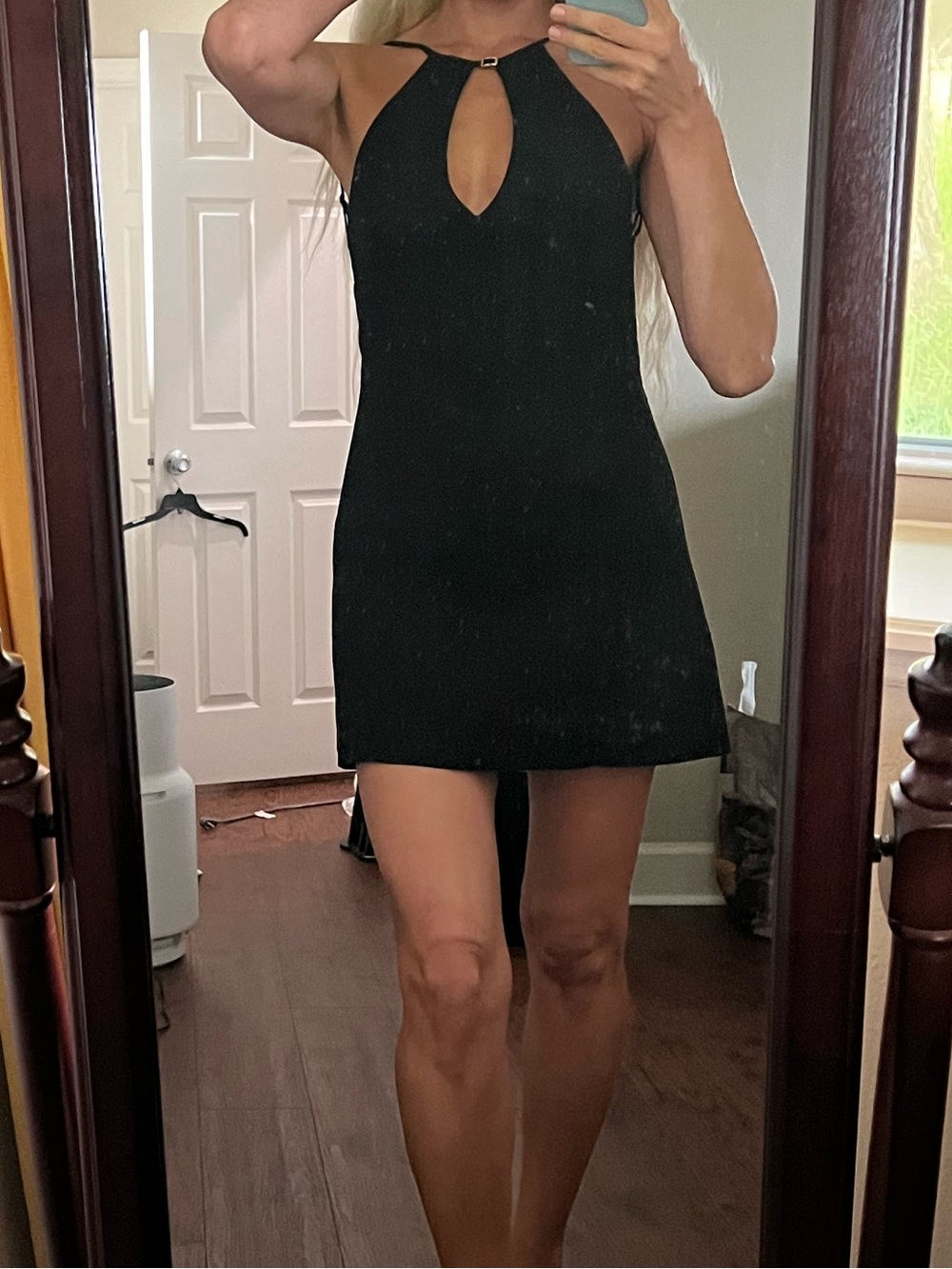 Zara Black Halter Mini Dress with Keyhole Ring